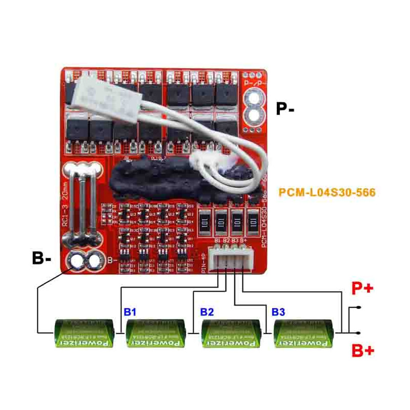 Protection Circuit Module for 3~4S Li-ion/LiFePO4 Battery Pack PCM-L04S30-566 60*60mm